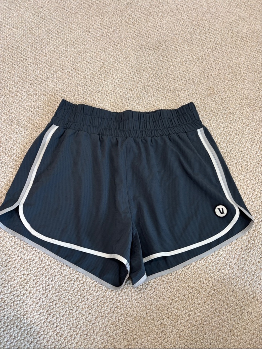 Vuori Black Athletic Shorts with White Piping